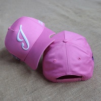 Casquettes de baseball OEM en gros pour femmes, roses, ajustables, en coton, avec logo personnalisé, broderie 3D, 5 panneaux et visière décapsuleur
