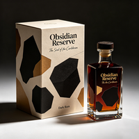 Boîte de bouteille de rhum noir des Caraïbes vieilli, écologique, personnalisée, avec couvercle et base imprimés, gaufrage et impression UV