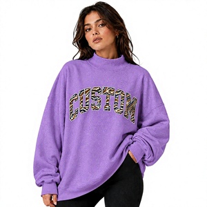Sweat-shirt à col montant surdimensionné léger pour femme, avec impression de logo personnalisée, design streetwear tendance, idéal pour les activités de plein air - Product Image 1