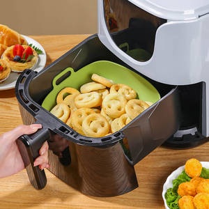 Revêtement en silicone empilable pour <span class=keywords><strong>friteuse</strong></span> à air, réutilisable, antiadhésif, résistant à la chaleur, avec poignées, pour la cuisine à domicile - Product Image 4
