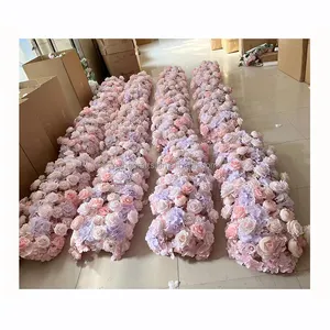 Haute qualité soie fausse rose fleurs coureurs faux floral allée coureur mariage rangée décoration artificielle mariage arc fleur