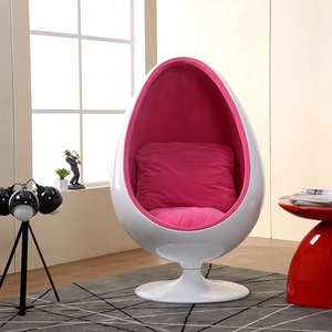 Modern Classic Swivel Fiberglass Ball Oval <strong>Pod</strong> <strong>Chair</strong> Tufted Fabric Cushion Arm for Home Office Living Room Hotel Park Egg <strong>Chair</strong> - Product Image 2
