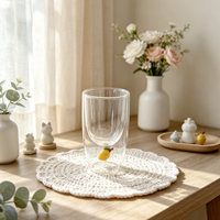 Tasse en verre borosilicate avancé avec décoration mangue 3D, design moderne, sans danger pour les aliments, compatible lave-vaisselle et micro-ondes, transparente