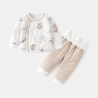 Conjuntos de Ropa de Bebé de Algodón a la Moda, Personalizados, a Bajo Precio, Conjunto de Ropa de Casa Gruesa para Otoño e Invierno