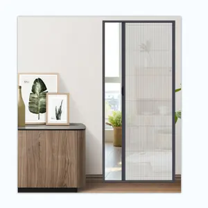 Diamond mesh folding screen door anti-theft anti-mosquito pet push-pull invisible telescopic aluminum screen door