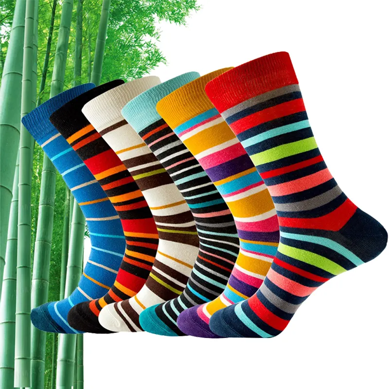 Kualitas tinggi warna-warni baru modis nyaman lembut kru kustom gaun bisnis serat bambu pria 100% kaus kaki bambu