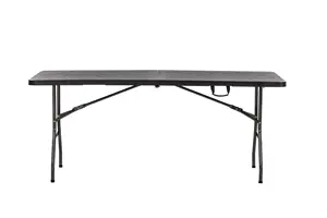 Livraison rapide Balcon Jardin extérieur Plastique Rectangle Grain de bois Salle à manger Table pliante et chaises Ensemble