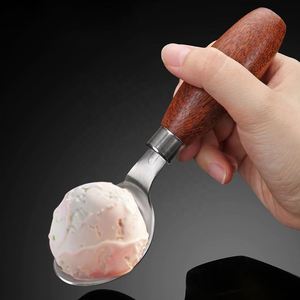 Cuillère à glace en acier inoxydable avec manche en bois de qualité supérieure, logo personnalisé, pour cadeaux promotionnels d'entreprise - Product Image 6