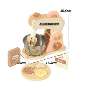 ของเล่นครัวไม้จำลองมินิมอลหลายฉากแบบมอนเตสซอรี่สำหรับเด็ก ดีไซน์ใหม่ สีชมพู พร้อมเครื่องผสมอาหารสำหรับเด็กผู้หญิง - Product Image 4