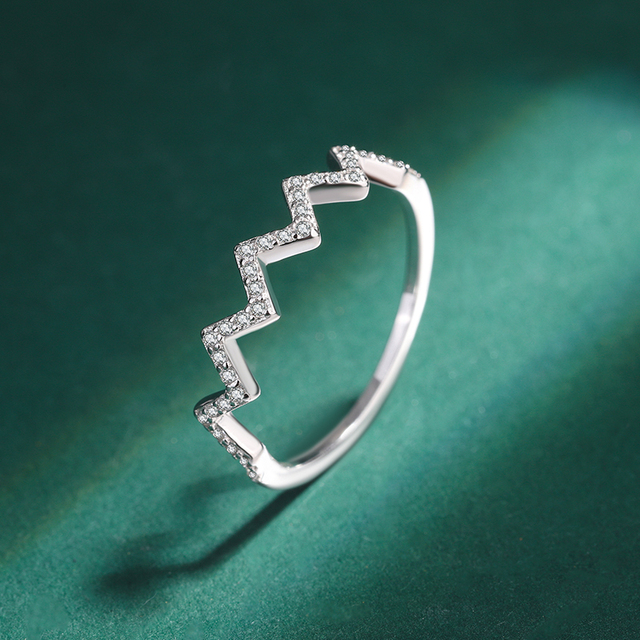 Classic 925 Sterling Silver Elegant Curve Geometric Ring Trendy Gift Female Jewelry for Women