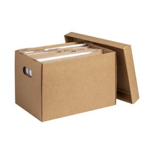 Foldable Corrugated Banker Carton Archive Box Cardboard Paper Storage Box With Lid