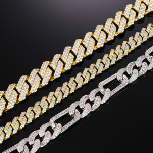 เครื่องประดับ CM หรูหรา คุณภาพสูง สไตล์ฮิปฮอป สร้อยคอฟิกาโร่ชุบทอง 14k โอโร ลามินาโด คาเดนา คิวบา สร้อยคิวบันลิงค์แบบไมอามี สำหรับผู้ชาย - Product Image 3