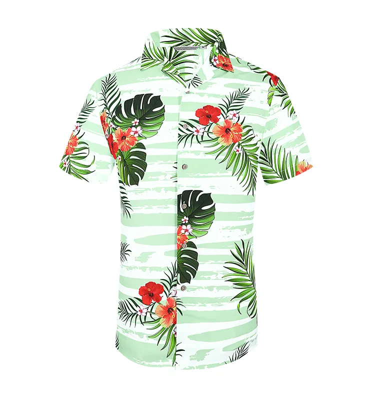 OEM/ODM camisas hombre Personalizado homens americanos praia resort estilo curto-sleeved poliéster impresso camisa havaiana