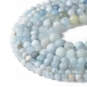 natural gemstone 6mm-12mm Multicolor Aquamarine Round Beads strand for necklace making