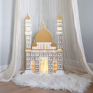 Cadeau islamique pour la maison, magnifique calendrier de l'Aïd Ramadan en bois, château, mosquée, compte à rebours - Product Image 2