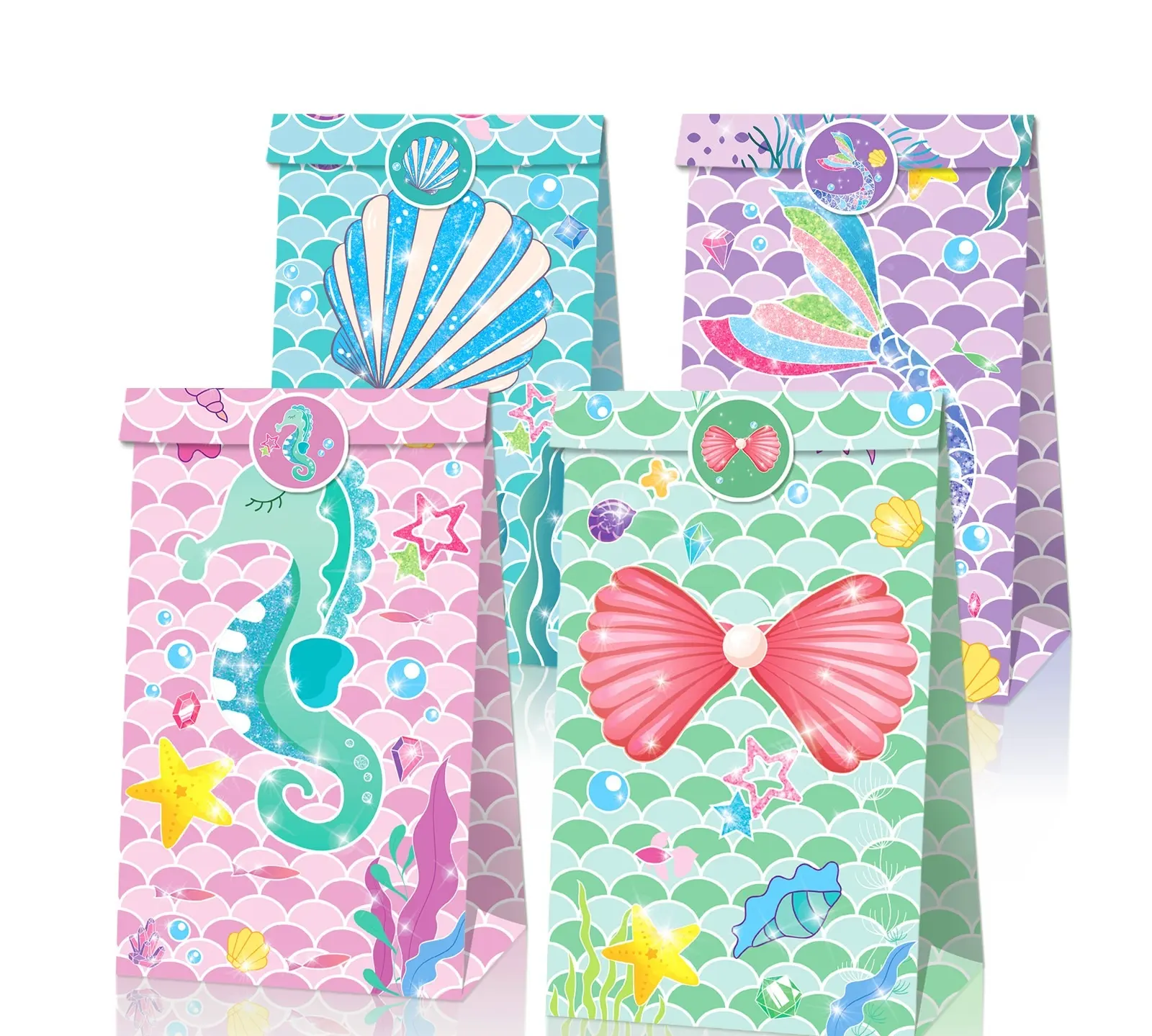 Custom Paper Candy Bag Party Favors Paper Gift Treat Bag Under the Sea Party Decor for Kids Birthday Baby Shower Supplies