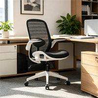 Chaise de bureau ergonomique pivotante à dossier haut réglable en tissu noir avec support lombaire moderne en maille pour la maison, l'école et l'hôpital