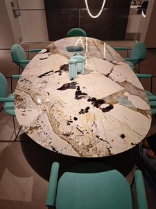 Baxter Patagonia tavolo da pranzo in granito con gamba in metallo per soggiorno Patagonia tavolo da pranzo 6 Perons tavolo da pranzo - Product Image 6