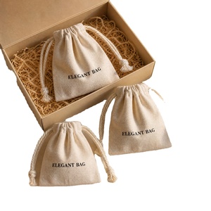 Pochette cadeau en toile de coton et lin avec cordon de serrage, sac d'emballage uni pour cadeaux et artisanat, idéal pour l'aromathérapie aux cristaux - Product Image 1