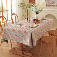 Nappe Florale Vintage Style Américain, Non Lavable, Anti-Poussière, Antidérapante, Rectangulaire, Sensation Haut de Gamme, Pour Usage Domestique