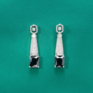 ต่างหู CZ คลาสสิกแบบห้อยชุบโรเดียมทันสมัยและมีสไตล์ดีไซน์ตลาดล่าสุด - Product Image 1