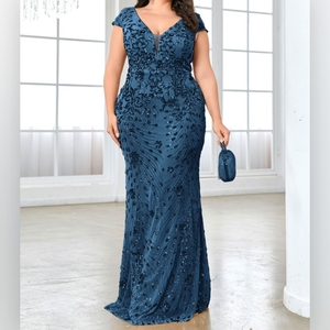 New Plus Size Women's <b>Sequin</b> Evening Dress Ball Gown Fitted Fishtail Sleeveless Dresses Fashion - Product Image 6