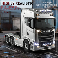 Kabolite Scania K770S 1/14 Camion de remorquage RC électrique hydraulique 6X6 6 roues motrices avec son et lumière, portes ouvrantes, télécommande 2.4GHz, chargeur métallique