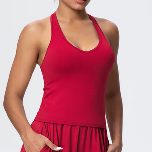 Nuevo Estilo, Chaleco Deportivo Ajustado de Secado Rápido para Mujer, Color Sólido, Tela Cepillada, Cuello en V, Ropa Interior Deportiva, <span class=keywords><strong>Tirantes</strong></span> para Correr, Fitness y Yoga - Product Image 2