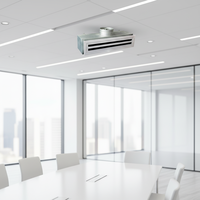 Grilles de plafond linéaires modernes en aluminium pour la climatisation, diffuseur de ventilation durable, boîte de plénum, lames noires, unité de sécurité avec cordon/chaîne, bouchon de protection