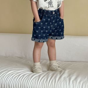 Nuovi Arrivi: <span class=keywords><strong>Pantaloncini</strong></span> in Denim di Cotone <span class=keywords><strong>per</strong></span> Bambini, Estivi, con Cuori a Quadri, Abbigliamento Estivo <span class=keywords><strong>per</strong></span> Bambine e Bambini, Jeans Corti Lavati alla Moda e Carini - Product Image 3