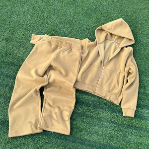 Ensembles personnalisés de sweat à capuche à double fermeture éclair sweat à capuche et pantalon de survêtement en polaire de haute qualité - Product Image 1