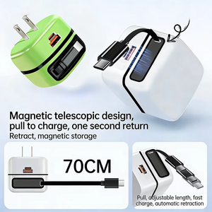 Chargeur rapide GaN 65W 3-en-1 avec ports USB Type-C, adaptateur secteur PD 25W USB-C et câble rétractable pour iPhone 17 <span class=keywords><strong>Samsung</strong></span> - Product Image 5