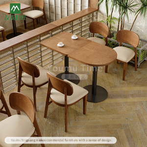 Set Tavolo da Pranzo Quadrato Personalizzato per Caffetterie, Ristoranti Fast Food, Arredamento Commerciale in Legno per Caffè e Ristoranti - Product Image 3