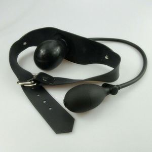 Erwachsenenspiele Sexsklaven-Knebel Offener Mundknebel Schwarz Latex Weiche Munddehnkugel Sexspielzeug für Paare Aufblasbare Mundkugel - Product Image 6
