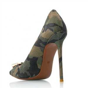 Escarpins camouflage à talons hauts grande taille 45 pour femme, couleur personnalisée, décor métallique, mules à talon aiguille, chaussures de soirée basiques - Product Image 4