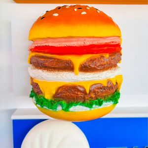 Fast Food ristorante pubblicità 3D grande in fibra di vetro <span class=keywords><strong>Hamburger</strong></span> scultura in resina di <span class=keywords><strong>Hamburger</strong></span> statua incandescente grande <span class=keywords><strong>Hamburger</strong></span> - Product Image 2