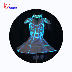 <span class=keywords><strong>ชุด</strong></span>เดรสเรืองแสงสำหรับผู้หญิง รุ่น Future Neon สำหรับงานปาร์ตี้ สีแดงขาว แบบชุดบอลรูม 1 ชิ้น - Product Image 1