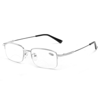 Gafas de ordenador ultraligeras de medio Marco, monturas de metal para hombre, lentes bifocales anti rayos azules, gafas de lectura multifocales bifocales