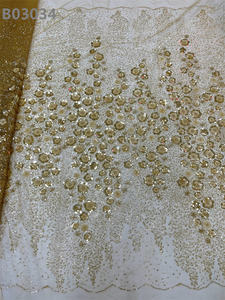 Zeytin yeşil nijeryalı boncuklu dantel kumaş kadınlar için afrika fransız tül nakış boncuk dantel kumaş elbise - Product Image 3