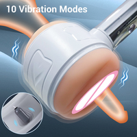 Masturbateur automatique rechargeable par USB pour homme, 10 vibrations puissantes, TPE souple réaliste, machine de sexe oral, godet masturbateur pour hommes