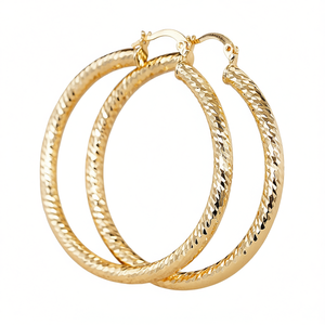 Orecchini a Cerchio Dorati per Donne, Placcati in Oro 18K, in Lega di Zinco, Gioielli Classici da Festa, Orecchini alla Moda con Design a Cerchio Grande - Product Image 1