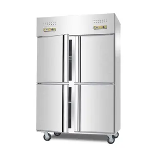 High quality Upright display chiller freezer Stainless steel 4 door refrigerator