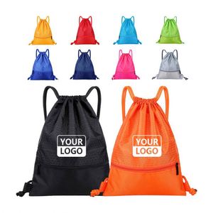 Customized Image & Logo Waterproof <b>Drawstring</b> <b>Backpack</b> Wholesale, Durable Unisex Sports Bag with Air Cushion Waist Belt - Product Image 1