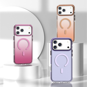 Étui de téléphone portable de luxe antichoc à dégradé de couleurs B002 pour iPhone 13 14 15 16 17 18 Pro Max, étui magnétique transparent - Product Image 2