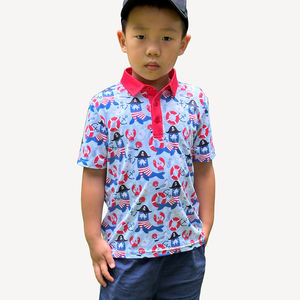 Ensemble de vêtements en piqué avec logo brodé personnalisé prê<span class=keywords><strong>t</strong></span> à être expédié, <span class=keywords><strong>t</strong></span>-shirts et polos pour garçons en coton élasthanne anti-boulochage - Product Image 2