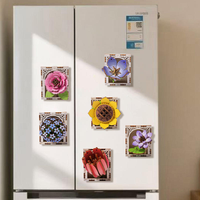Autocollant stéréo 3D fait à la main pour réfrigérateur créatif bricolage assemblage modèle en bois fleur décoration Puzzle pour enfants
