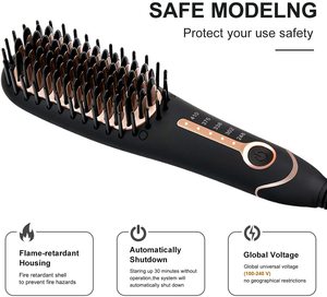 Lisseur et <span class=keywords><strong>fer</strong></span> à boucler multifonction en céramique anti-brûlure, brosse à cheveux, <span class=keywords><strong>fer</strong></span> à <span class=keywords><strong>friser</strong></span>, peigne lissant pour hommes et barbe - Product Image 4