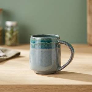 Taza de Cerámica Hecha a Mano, Estilo Wabi Sabi, Esmalte Azul Gris Mate, a Prueba de Fugas, Apta para Lavavajillas, para Café, Té, Uso Doméstico - Product Image 1