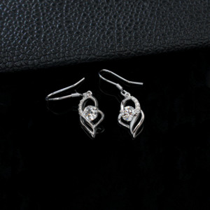 925 silver cultivated diamond elegant silver <b>hook</b> pendant <b>earrings</b> - Product Image 3