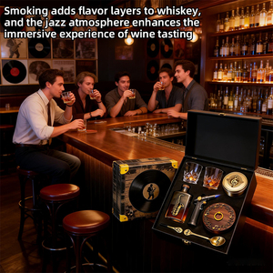Kit de fumage de cocktails personnalisé sur le thème du <span class=keywords><strong>jazz</strong></span>, accessoires de luxe pour fumer le whisky, kit d'<span class=keywords><strong>infusion</strong></span> portable adapté aux bars - Product Image 5